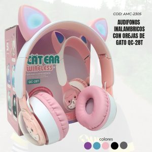 audifonos inalambricos con orejas de gato